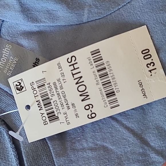 First Impressions Christmas Short Sleve Shirt, Blue, Sizes 6-9 months. - Picture 3 of 5